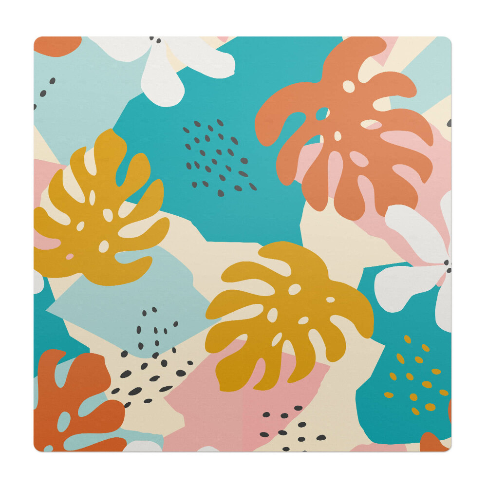 Podložka pod stoličku na kolieskach Retro kvetinová koláž