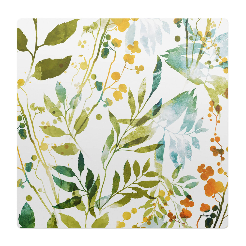 Podložka pod stoličku na kolieskach Akvarelová lúka z listov