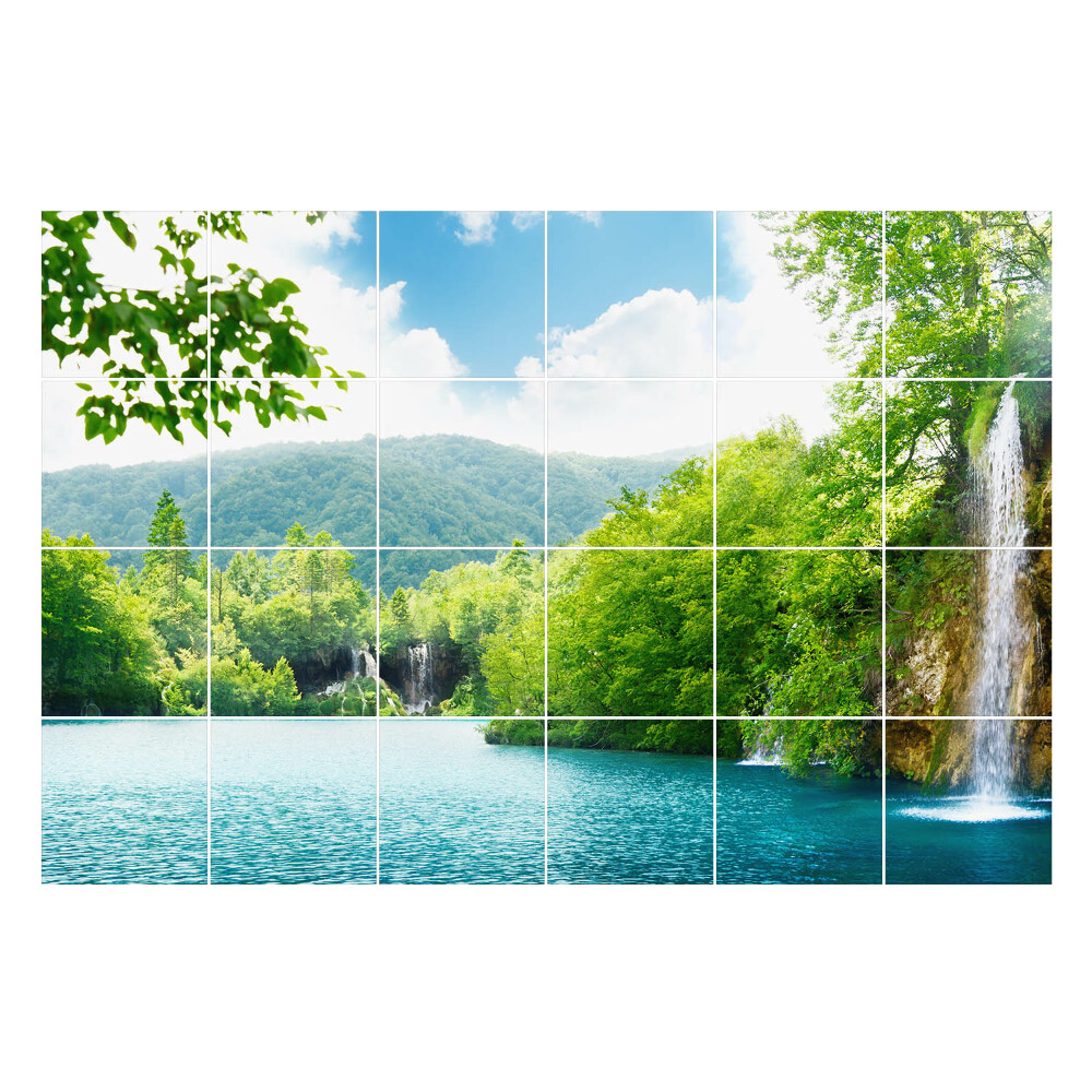 Samolepky na kachličky Vodopády v zelenej krajine