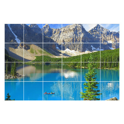 Nálepky na dlaždice Horská krajina s jazerom