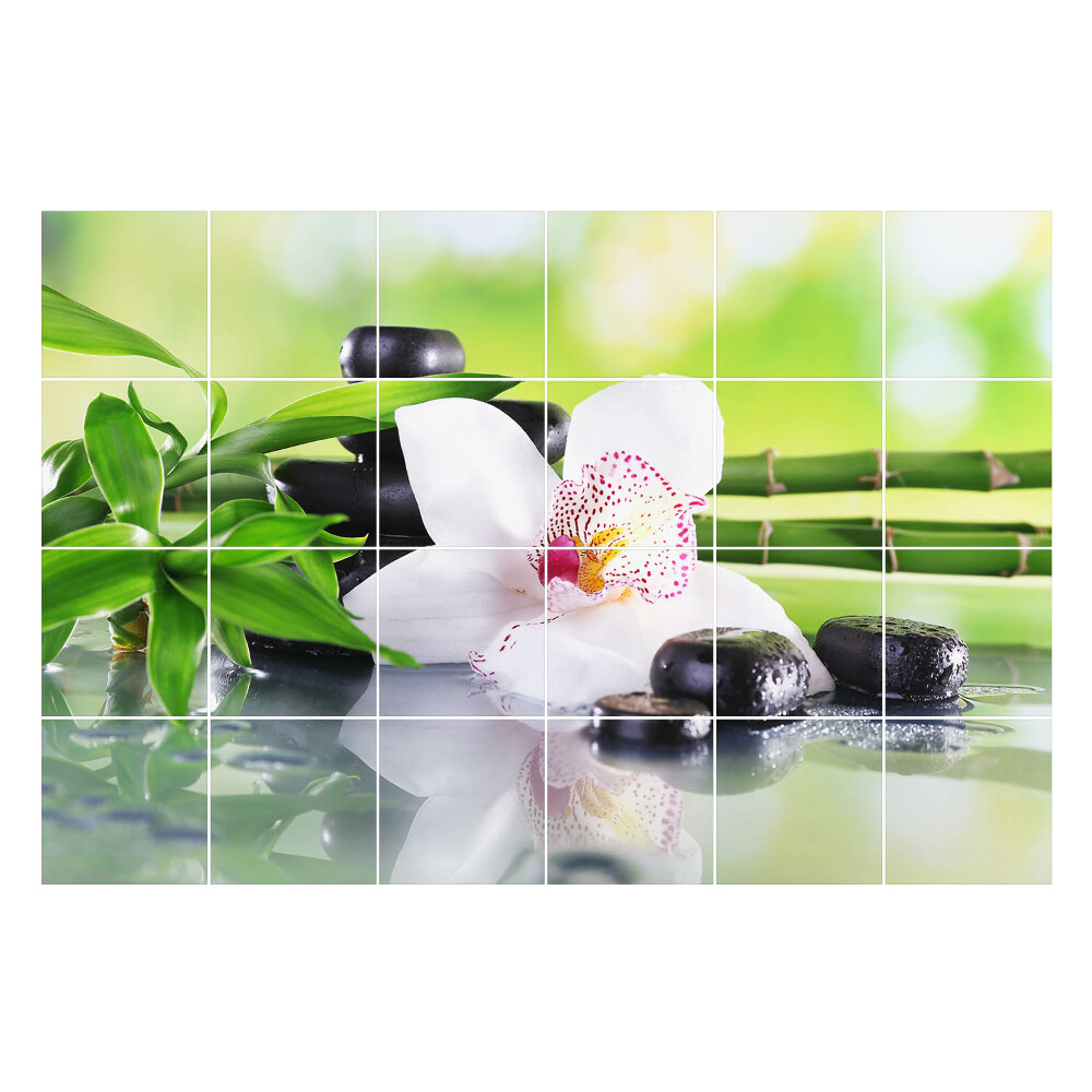 Samolepky na kachličky Kvety a kamene v harmónii