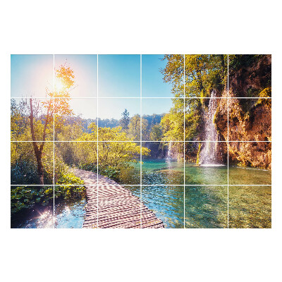 Nálepky na dlaždice Malebný vodopád a cesta