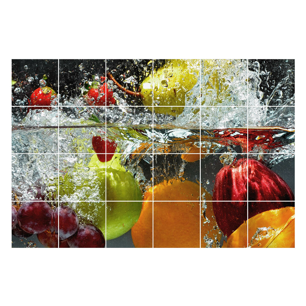 Samolepky na kachličky Výbuch ovocia vo vode