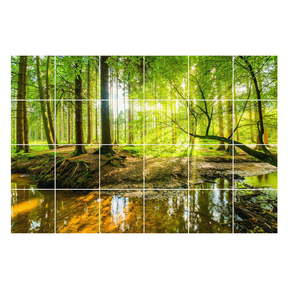 Samolepky na kachličky Lesná krajina s potokom