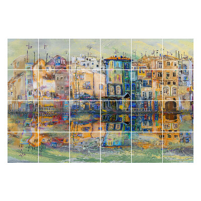 Nálepky na dlaždice Farebné odrazy miest