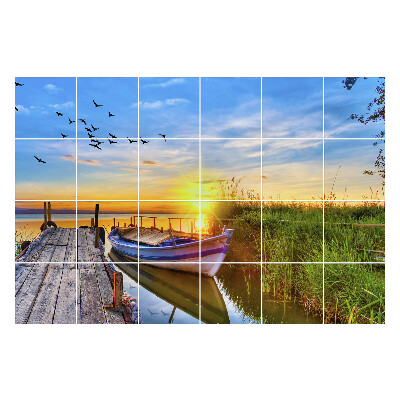 Samolepky na obklady Západ slnka nad vodou