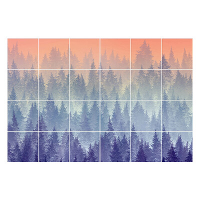 Nálepky na dlaždice Hmlistá lesná panoráma