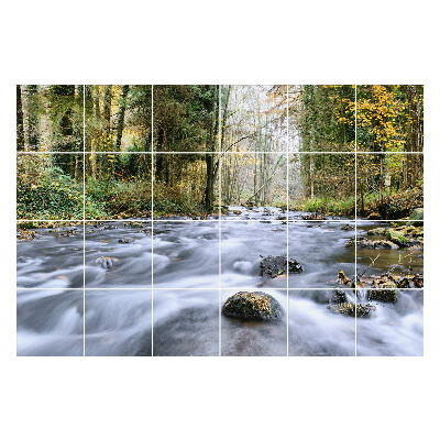 Samolepky na kachličky Potok v lese s kameňmi