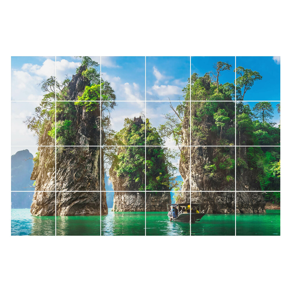 Samolepky na kachličky Vodné skaly s vegetáciou