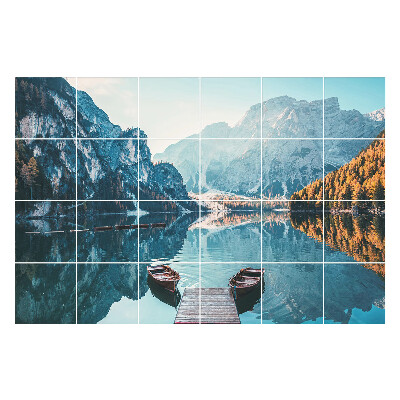 Nálepky na dlaždice Pokojné jazero s horami