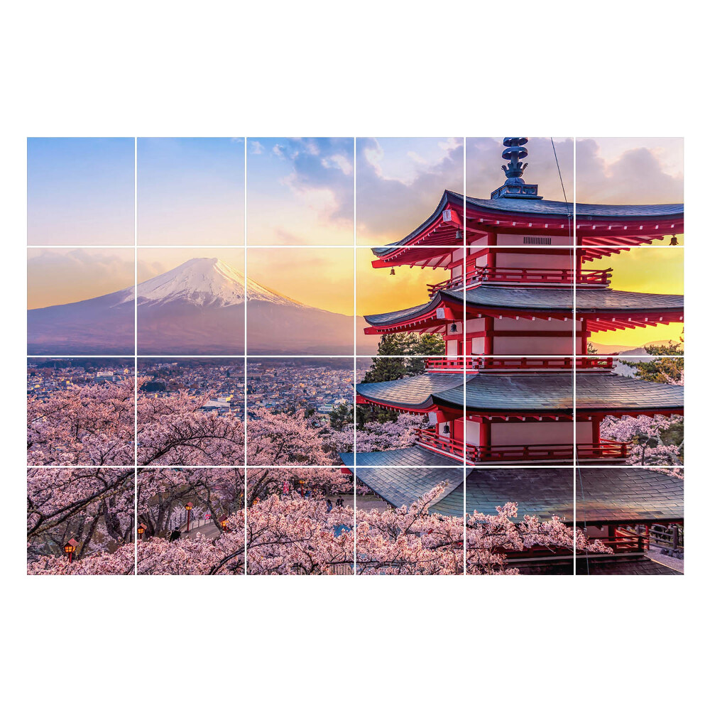 Samolepky na kachličky Chrám s horou v pozadí