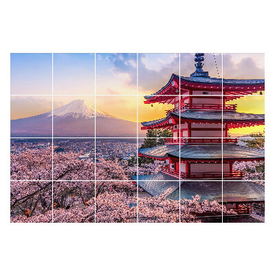 Samolepky na kachličky Chrám s horou v pozadí