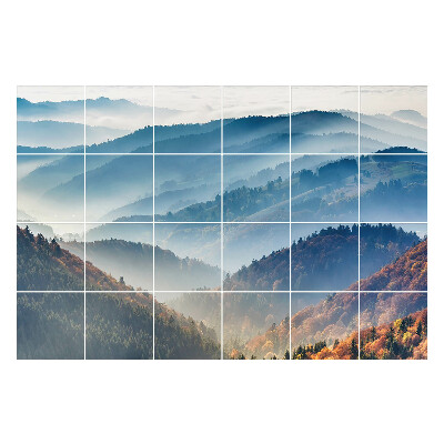 Nálepky na dlaždice Zahmlená horská krajina