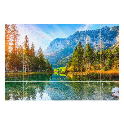 Samolepky na kachličky Horská krajina s jazerom