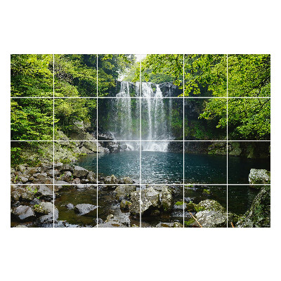 Samolepky na kachličky Vodopád obklopený prírodou