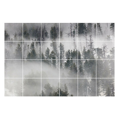 Nálepky na dlaždice Hmlisté lesné scenérie
