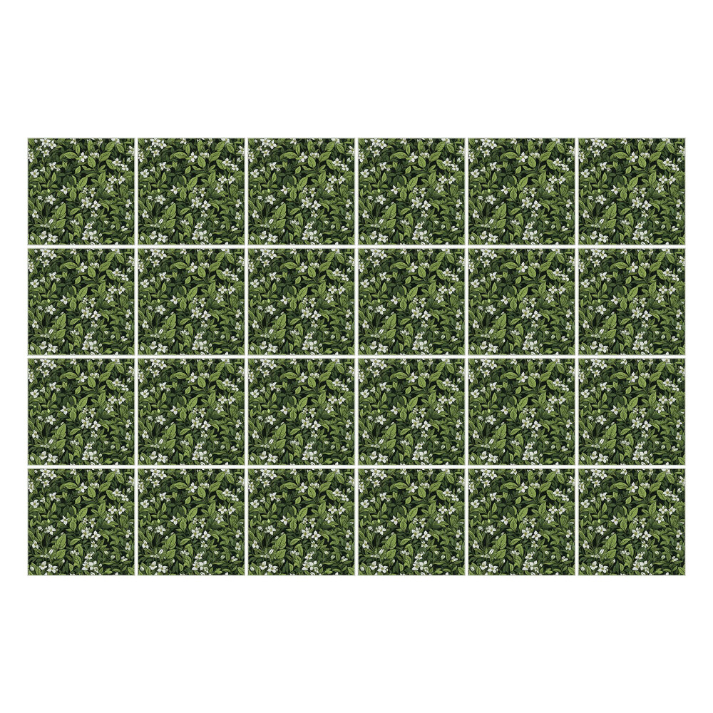 Samolepky na kachličky Listy s jemnými kvetmi