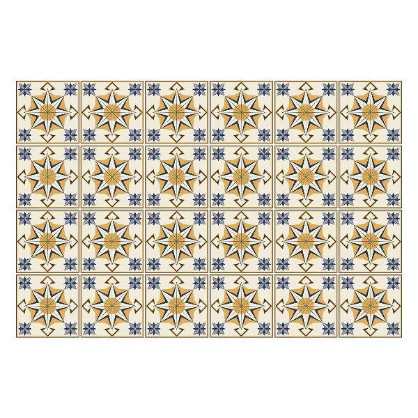 Samolepky na obklady Slnečné hviezdy v kockovanom vzore