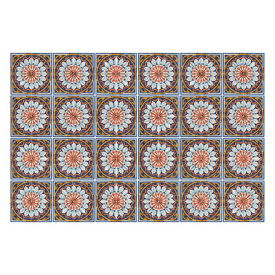 Nálepky na dlaždice Kvetinové motívy v kruhoch