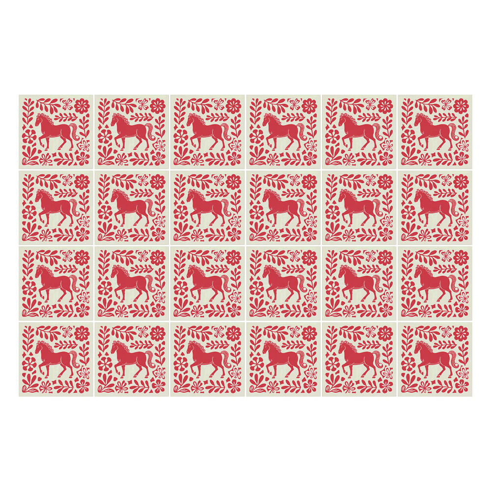 Nálepky na dlaždice Ľudový vzor s koníkmi