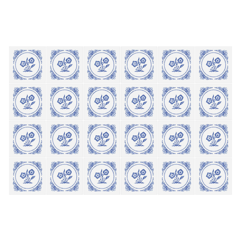 Samolepky na kachličky Modrá kvetinová mozaika