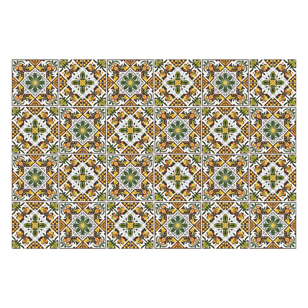 Samolepky na obklady Kvetinové ozdoby v štvorcoch