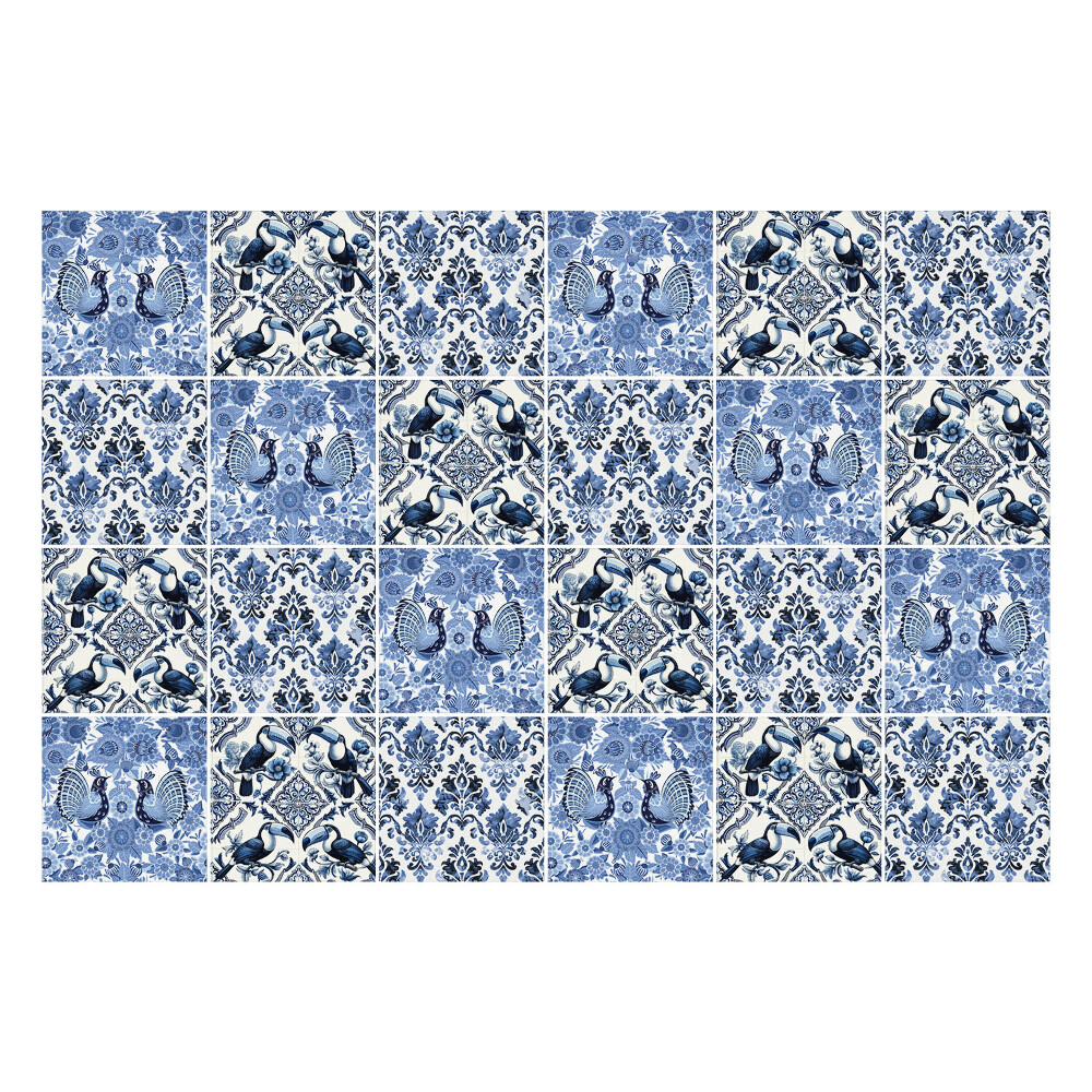 Samolepky na kachličky Motív kvetov a vtákov