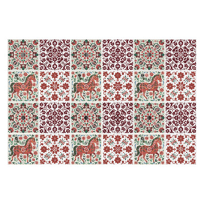 Nálepky na dlaždice Ľudové kone a kvety