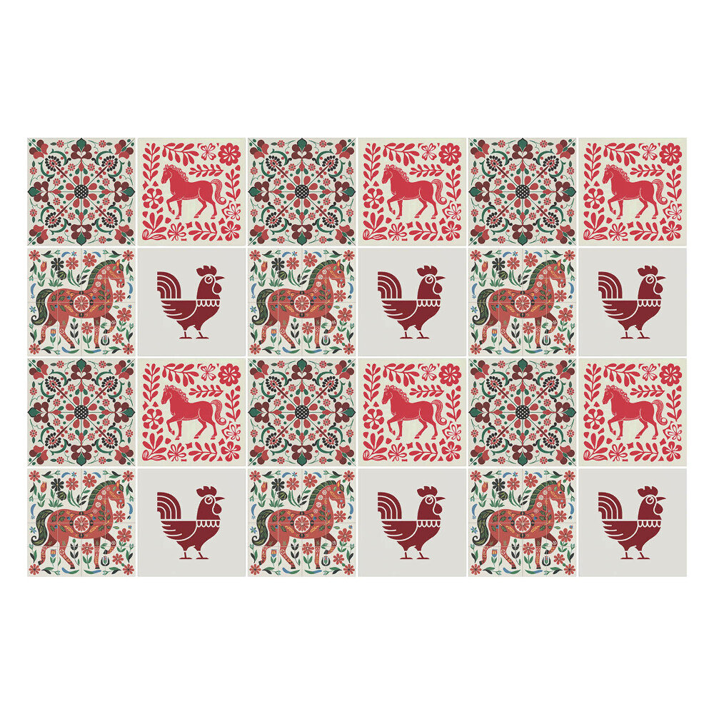 Samolepky na kachličky Ľudové zvieracie motívy