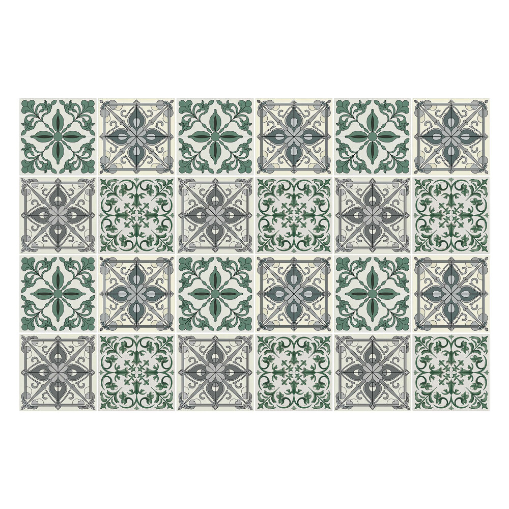 Nálepky na dlaždice Elegantná dlažba s kvetinovým motívom