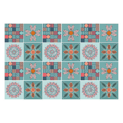 Samolepky na obklady Kvetinové a geometrické motívy