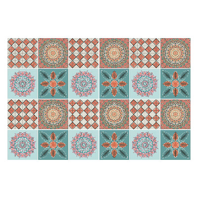 Samolepky na kachličky Kvetinové mandaly v mriežke