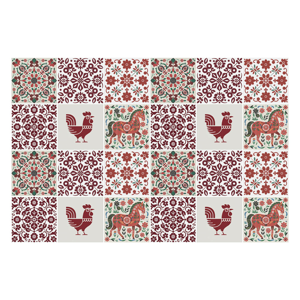 Samolepky na obklady Kurčatá a kone v kvetoch