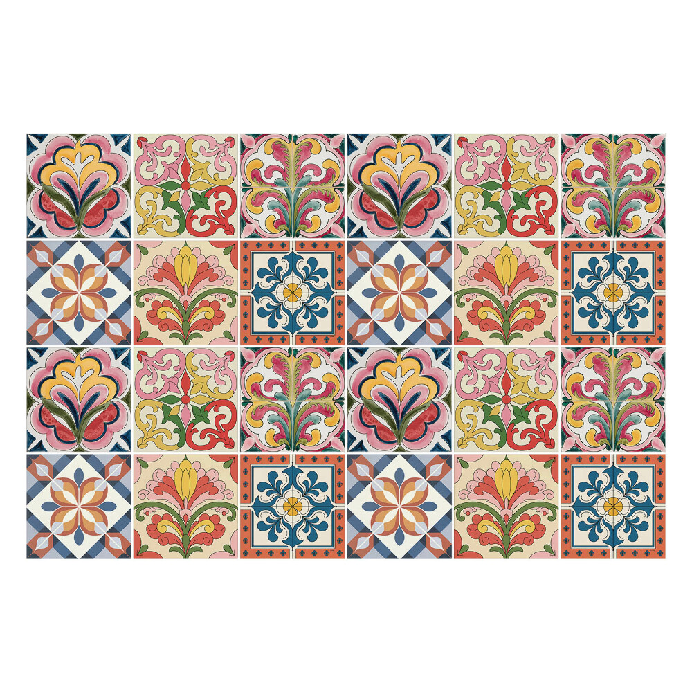 Samolepky na kachličky Kvetinové ozdoby v mozaike