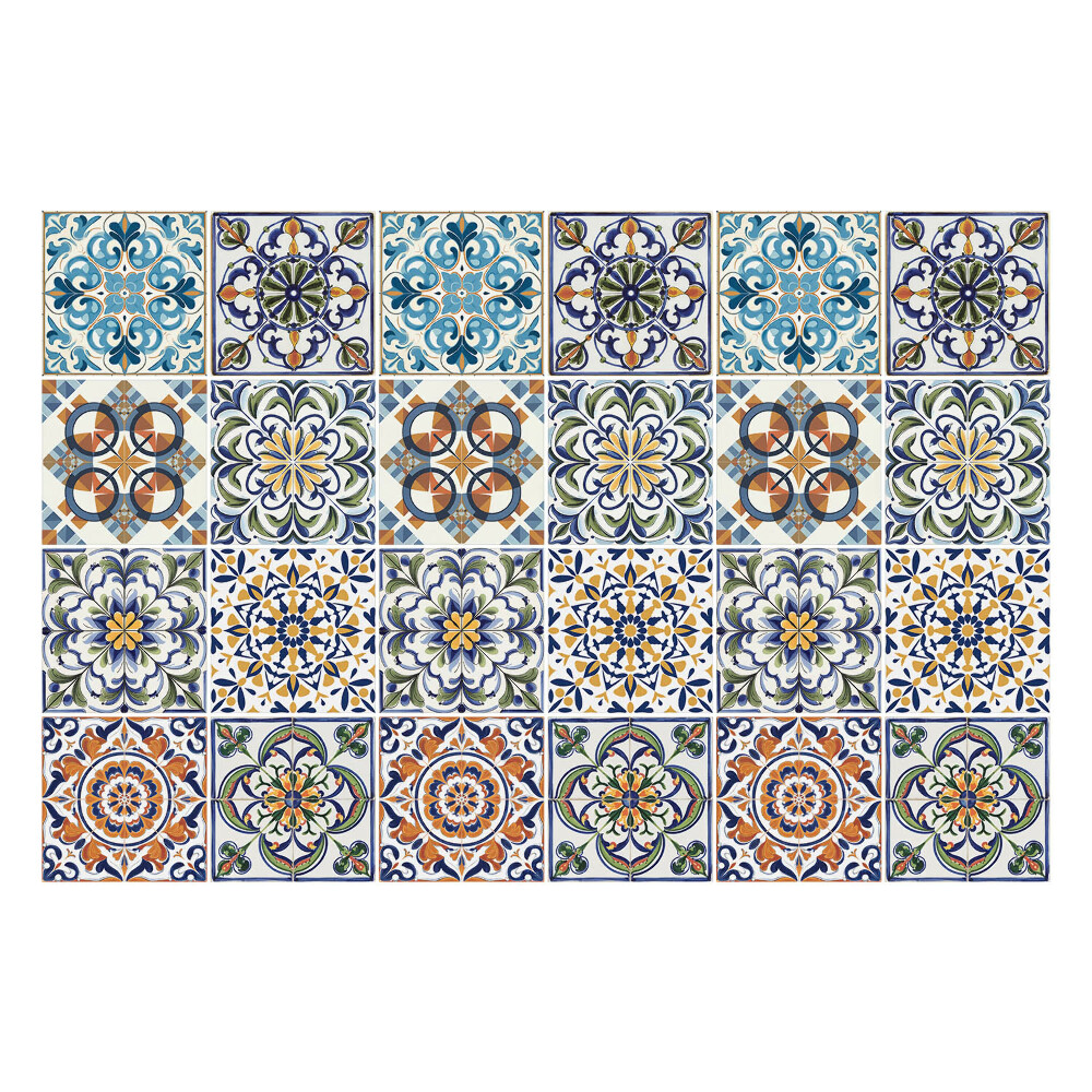 Samolepky na kachličky Kvetinové a geometrické motívy