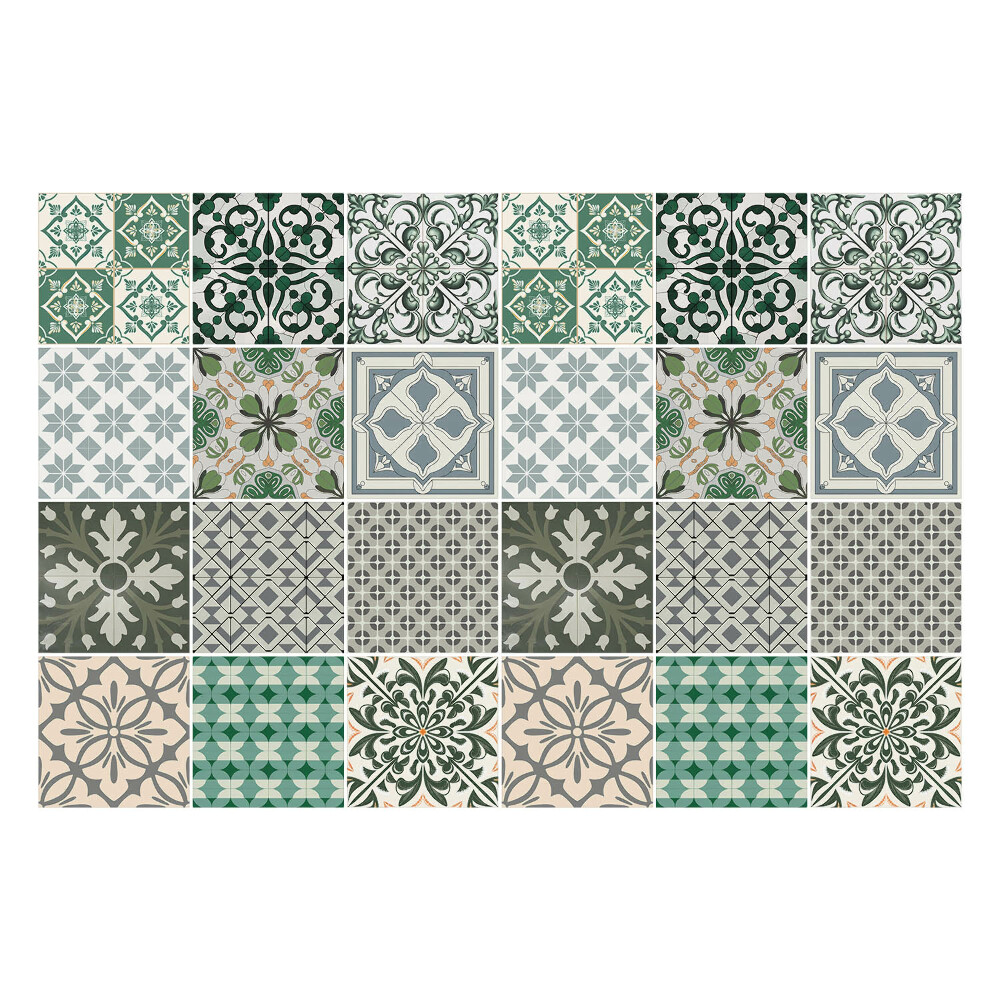 Nálepky na dlaždice Rastlinné a geometrické motívy