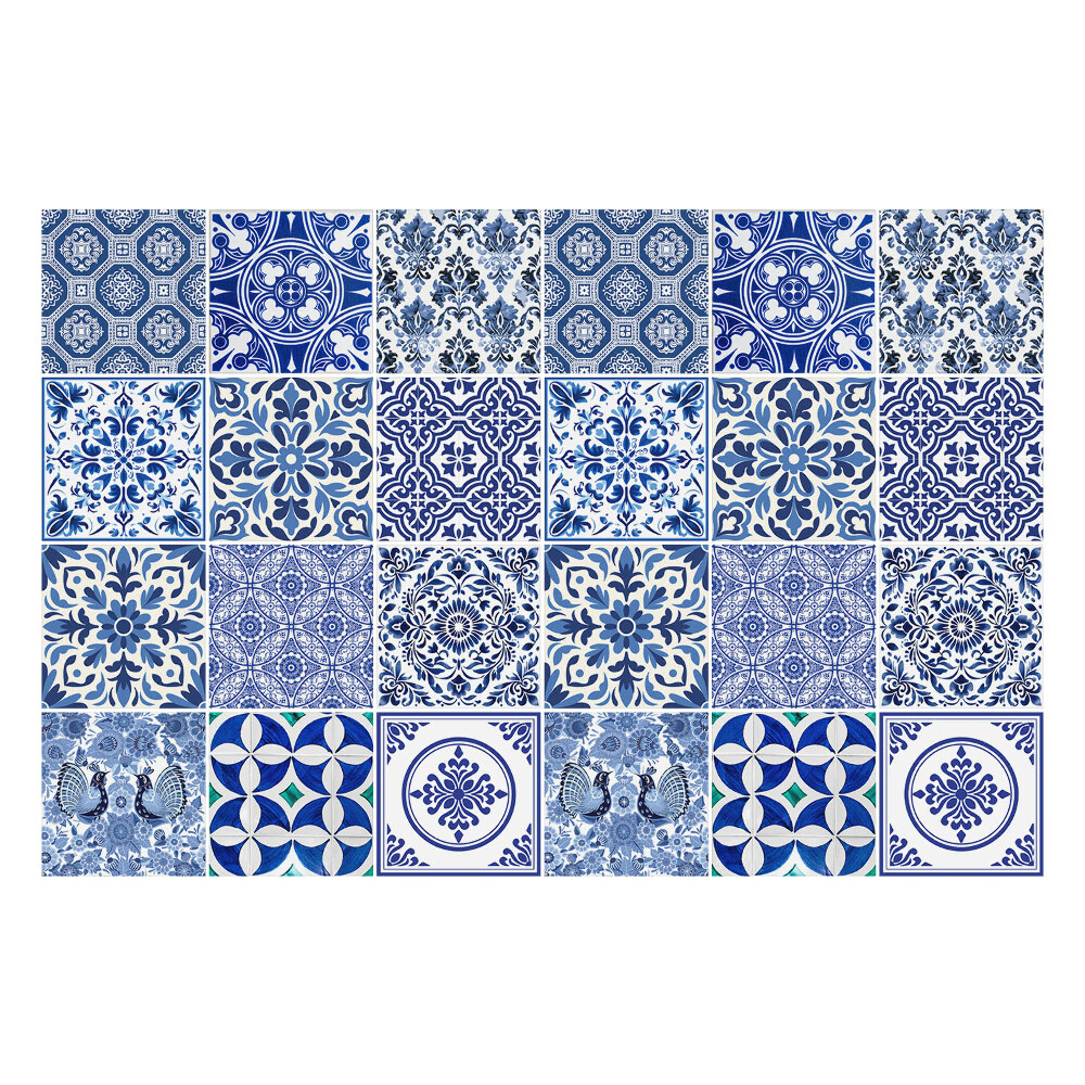 Nálepky na dlaždice Kvetinové a geometrické motívy