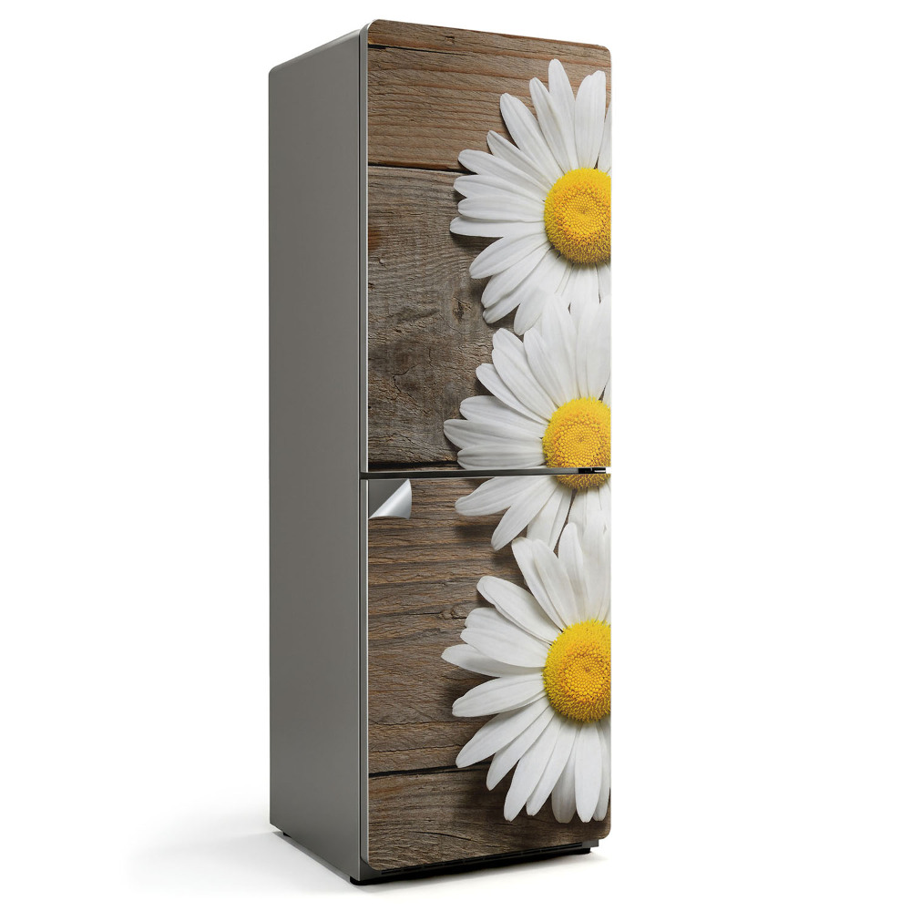 Fototapeta na chladničku Kvety na drevenom pozadí