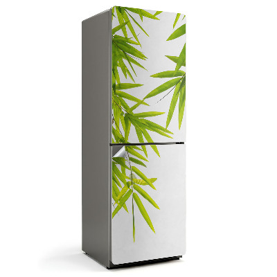 Nálepka na chladničku Bambusové listy na bielom pozadí