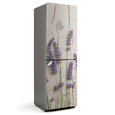 Fototapeta na chladničku Kvety levandule na drevenom podklade