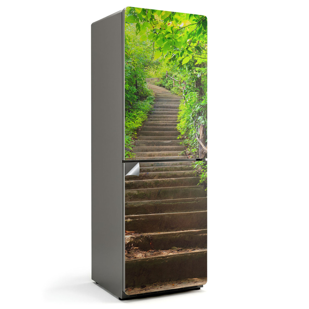 Samolepiaca nálepka na chladničku Schody v zelenej scenérii