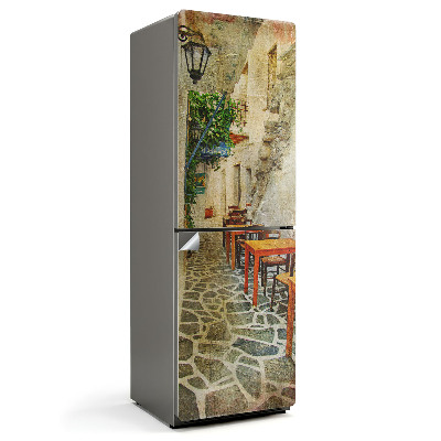 Samolepiaca nálepka na chladničku Očarujúca ulička s nábytkom