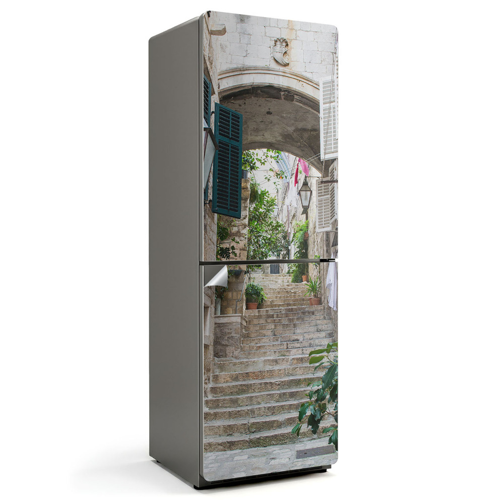 Fototapeta na chladničku Očarujúca ulica so schodmi