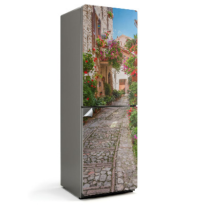 Nálepka na chladničku Očarujúca ulica s kvetmi