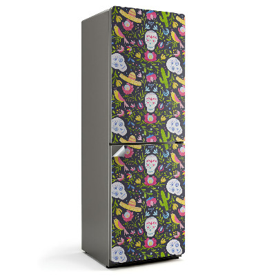 Samolepiaca nálepka na chladničku Vzor lebiek a rastlín
