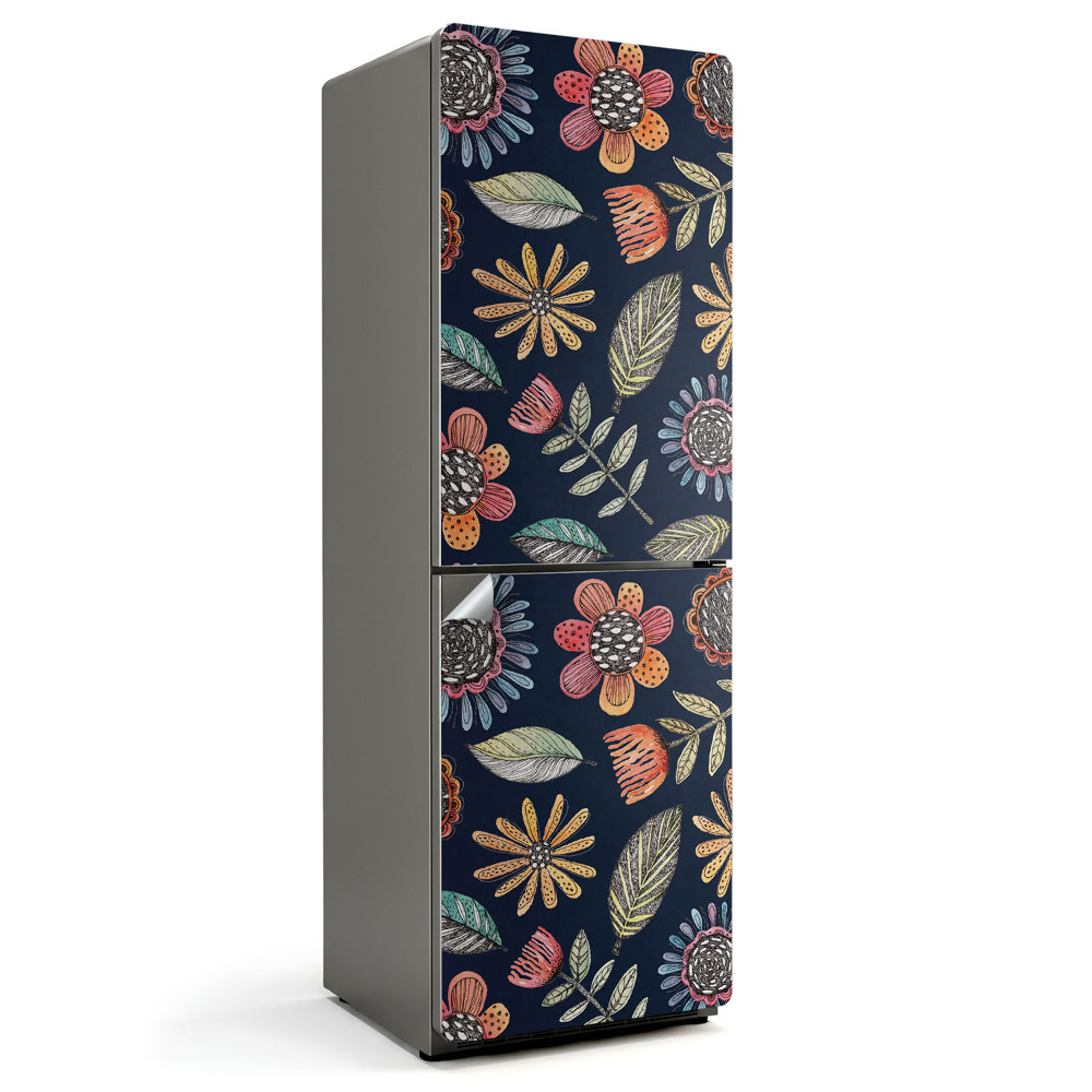 Nálepka na chladničku Kvetinový vzor s listami