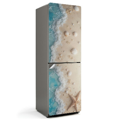 Nálepka na chladničku Pláž s mušľami a vlnami