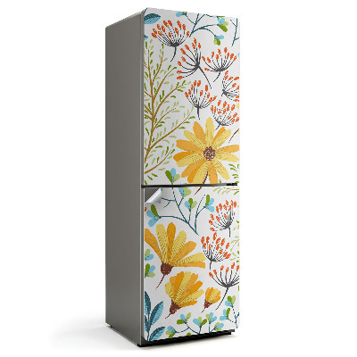 Fototapeta na chladničku Kvetinový vzor na bielom podklade