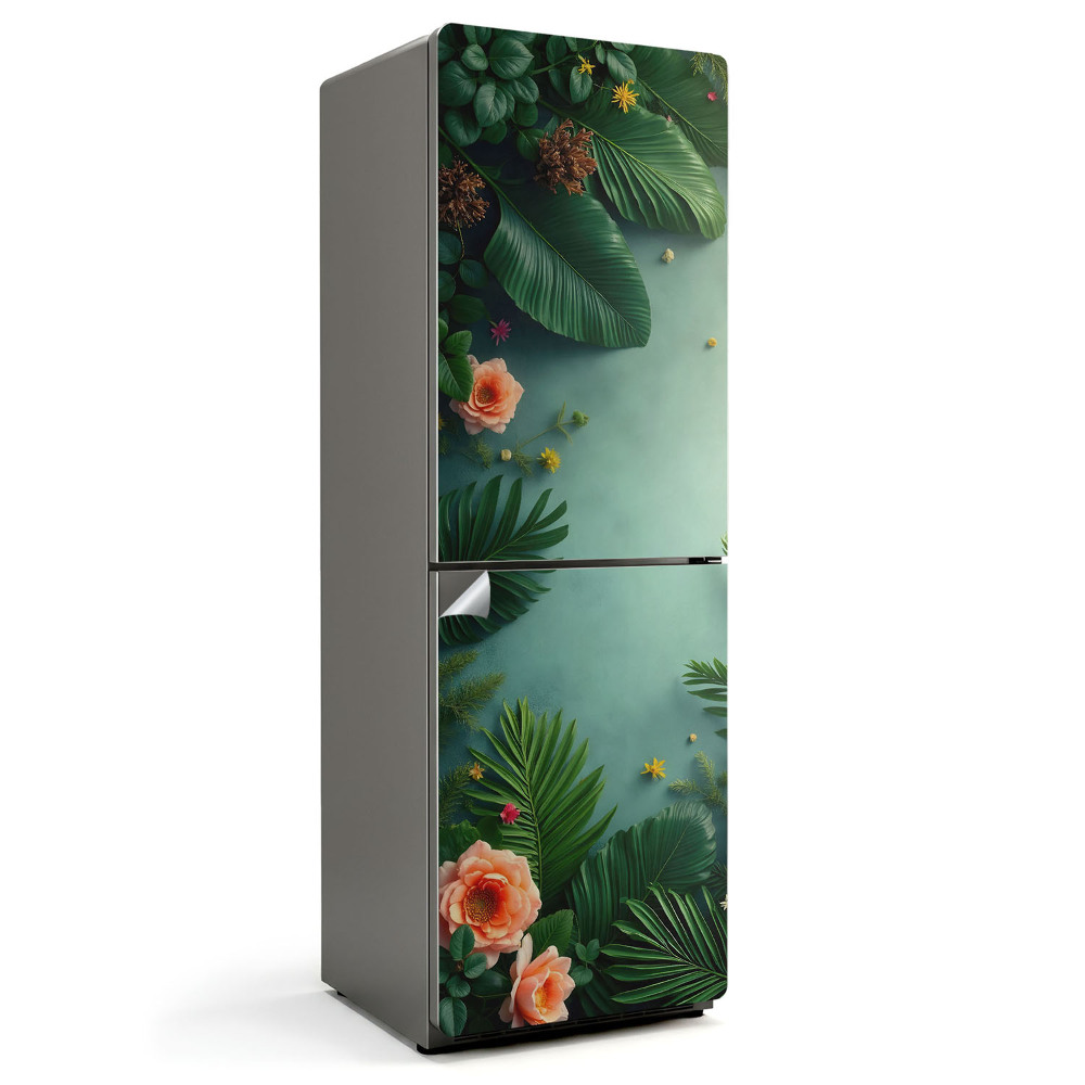 Nálepka na chladničku Kvetinový vzor s listami