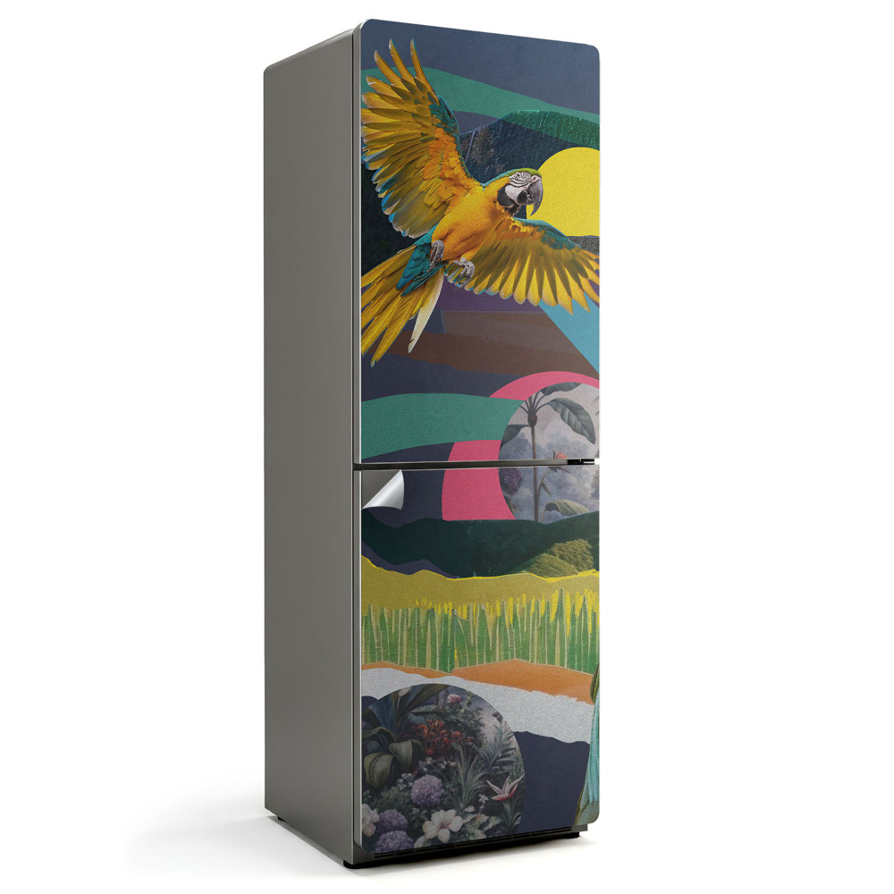 Nálepka na chladničku Vystrihnutá koláž z papagája